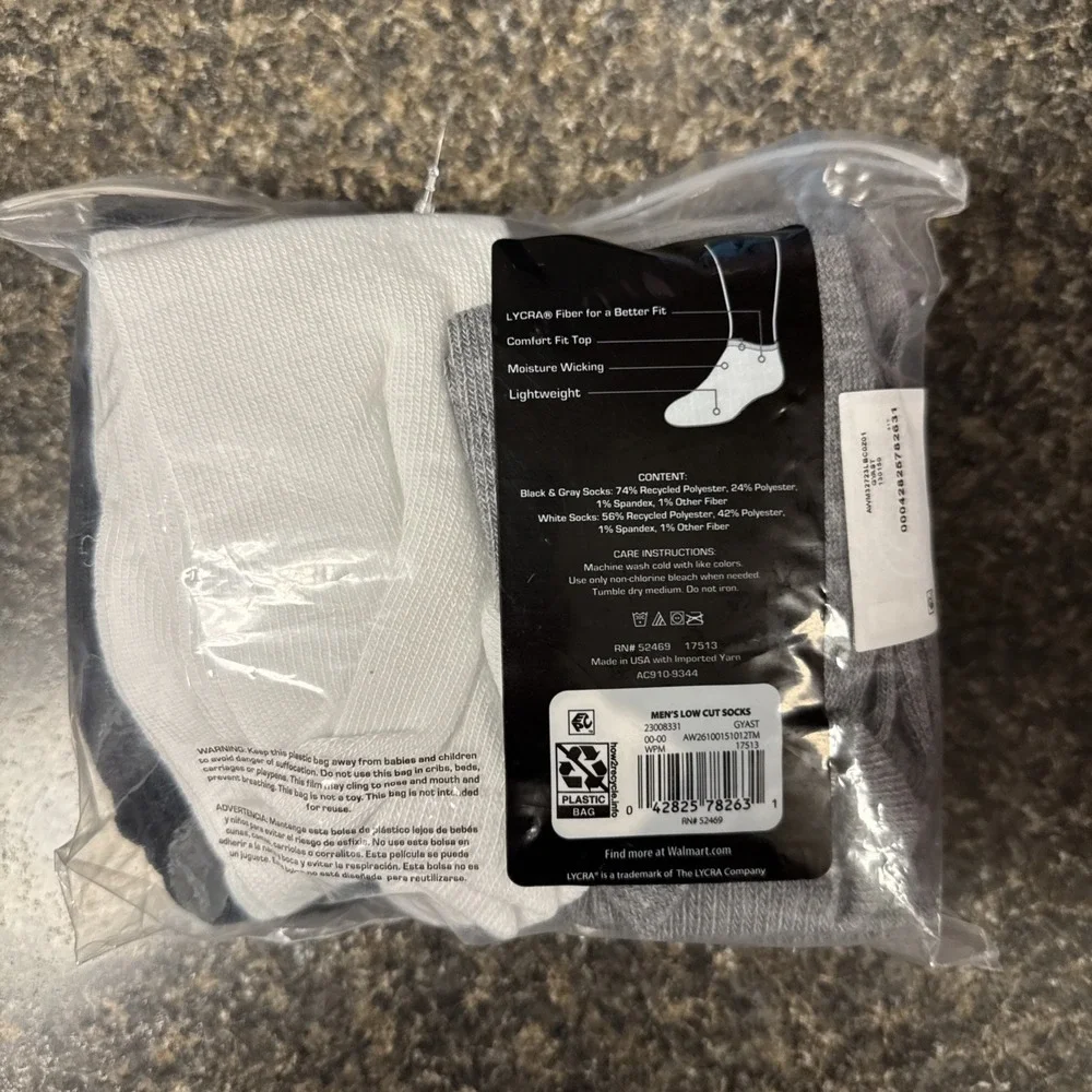 Athletic Works Men's Low Cut Socks 12 Pack Size 6-12 Sports Polyester/Cotton New